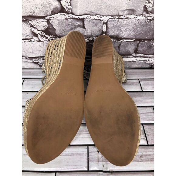 Vince Camuto Marybell Ivory Leather Snake Wedge Espadrilles Sandals Women’s 10.5 - Picture 16 of 16